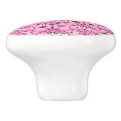 roze en zwarte damast keramische knop (Zijkant)