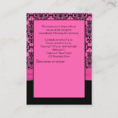 Roze en Zwarte Damast Receptie Kaart (Achterkant)
