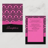 Roze en Zwarte Damast Receptie Kaart (Voorkant / Achterkant)