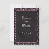 Roze en Zwarte Damast Save the Date Kaarten (Achterkant)