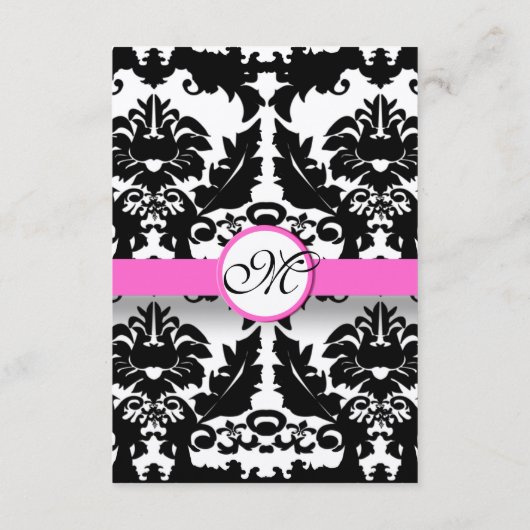 Roze en Zwarte Damast Swirls Ditection Kaart (Achterkant)