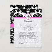 Roze en Zwarte Damast Swirls Ditection Kaart (Voorkant / Achterkant)