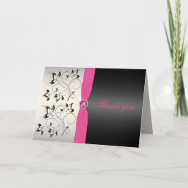 Roze en Zwarte Dankkaart Bedankkaart