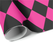 Roze en zwarte diamanten harlequin patroon gift cadeaupapier (Rol Hoek)
