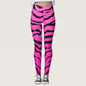 Roze en zwarte dierlijke tijgers strepen leggings (Voorkant)