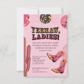 Roze en Zwarte Disco Cowgirl Bachelorette Weekend Kaart (Voorkant)