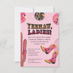 Roze en Zwarte Disco Cowgirl Bachelorette Weekend Kaart