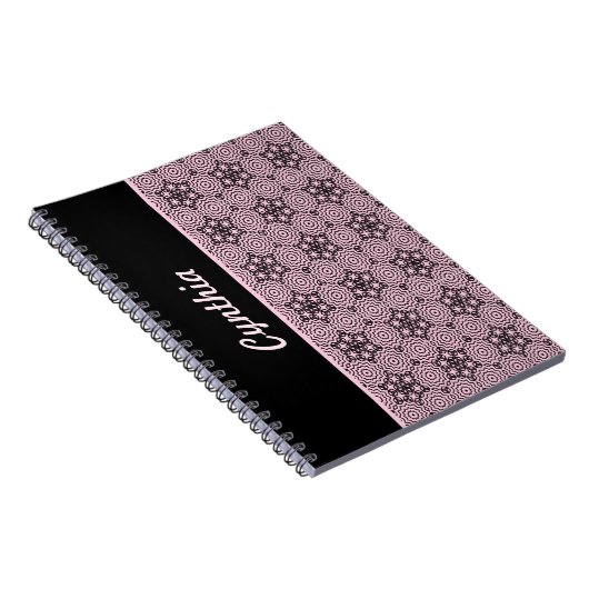 Roze en zwarte doos Mandala Grafisch ontwerp Notitieboek (Rechterzijde)