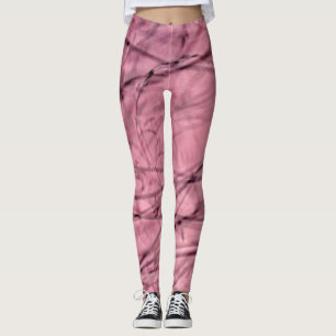 Roze en Zwarte Draaiende Abstracts Leggings