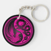 Roze en zwarte draak Phoenix Yin Yang Sleutelhanger (Achterkant)