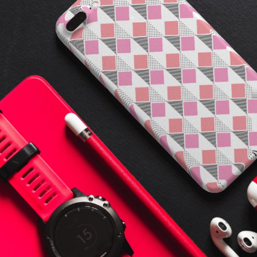 roze en zwarte driehoekspatroon esthetisch Case-Mate iPhone case