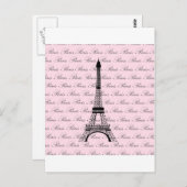 Roze en zwarte Eiffeltoren in Parijs Briefkaart (Voorkant / Achterkant)