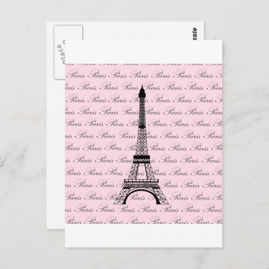 Roze en zwarte Eiffeltoren in Parijs Briefkaart (Voorkant / Achterkant)
