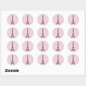 Roze en zwarte Eiffeltoren in Parijs Ronde Sticker (Vel)