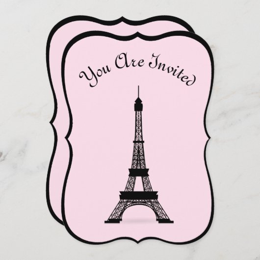 Roze en zwarte Eiffeltower van Franse stijl Kaart (Voorkant / Achterkant)