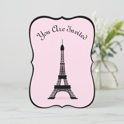 Roze en zwarte Eiffeltower van Franse stijl Kaart (Staand voorkant)