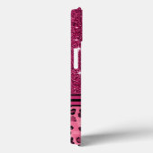 Roze en zwarte faux glitter luipaard Case-Mate iPhone case (Achterkant / Rechts)
