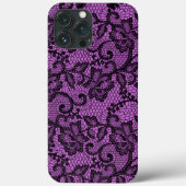 Roze en zwarte faux kant Case-Mate iPhone case (Achterkant)