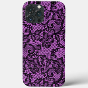 Roze en zwarte faux kant Case-Mate iPhone case