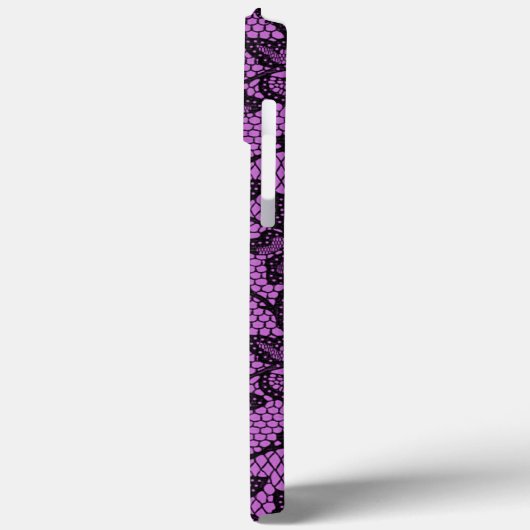 Roze en zwarte faux kant Case-Mate iPhone case (Achterkant / Links)