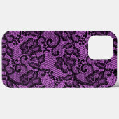 Roze en zwarte faux kant Case-Mate iPhone case (Achterkant (horizontaal))