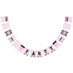 Roze en zwarte feestbanner vlaggetjes