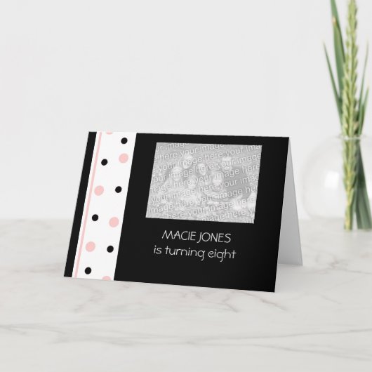 Roze en zwarte feestuitnodigingen: aanpassen (Voorkant)