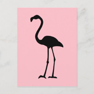 Roze en zwarte Flamingo Briefkaart