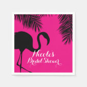Roze en zwarte flamingo & Palm Birthday Party Cust Servetten (Voorkant)