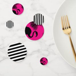 Roze en Zwarte Flamingo Palm Bomen Feestje Confetti