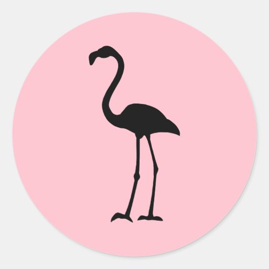 Roze en zwarte Flamingo Ronde Sticker (Voorkant)