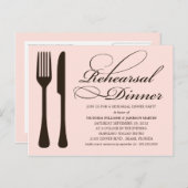 ROZE EN ZWARTE FLATWARE | REPETITIEDINER UITNODIGE UITNODIGING BRIEFKAART (Voorkant / Achterkant)