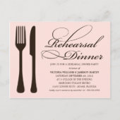 ROZE EN ZWARTE FLATWARE | REPETITIEDINER UITNODIGE UITNODIGING BRIEFKAART (Voorkant)