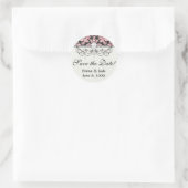 roze en zwarte  fleur chic damask ronde sticker (Tas)