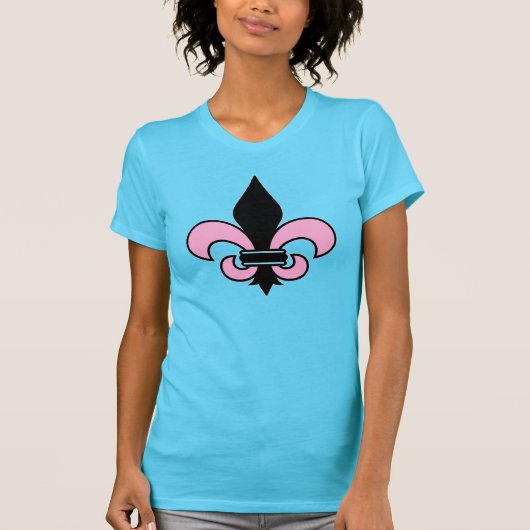 Roze en zwarte Fleur-de-Lis T-shirt (Voorkant)