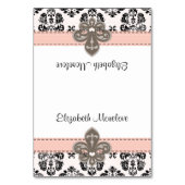 Roze en zwarte Fleur de Lis Tented Name Place Card Kaart (Voorkant)
