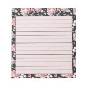 Roze en zwarte floraal notitieblok (Voorkant)