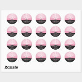 Roze en zwarte Floral 1,5-inch rondesticker Ronde Sticker (Vel)