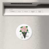 Roze en zwarte Floral Bouquet Magneet (Insitu (Vaatwasser))
