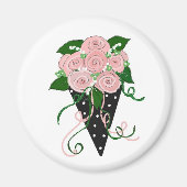 Roze en zwarte Floral Bouquet Magneet (Voorkant)