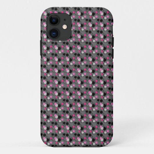 Roze en zwarte Floral Case-Mate iPhone Case (Achterkant)
