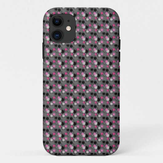 Roze en zwarte Floral Case-Mate iPhone Case (Achterkant)