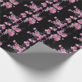 Roze en zwarte Floral Cherry Blossom Cadeaupapier (Hoek)