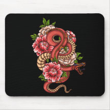 Roze en zwarte Floral Dragon op