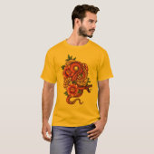 Roze en zwarte Floral Dragon op T-shirt (Voorkant volledig)
