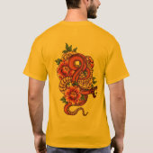 Roze en zwarte Floral Dragon op T-shirt (Achterkant)
