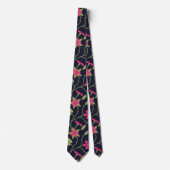 Roze en zwarte Floral Pattern Stropdas (Voorkant)