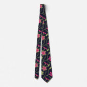 Roze en zwarte Floral Pattern Stropdas (Achterkant)