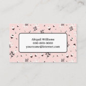 Roze en zwarte Floral Pattern Visitekaartje (Achterkant)