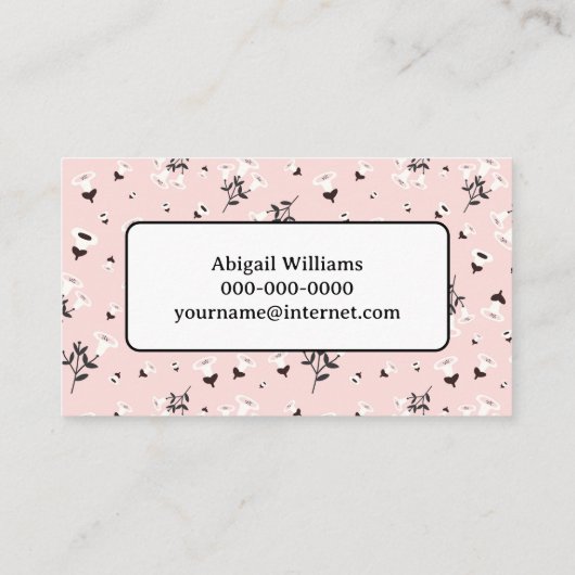 Roze en zwarte Floral Pattern Visitekaartje (Achterkant)
